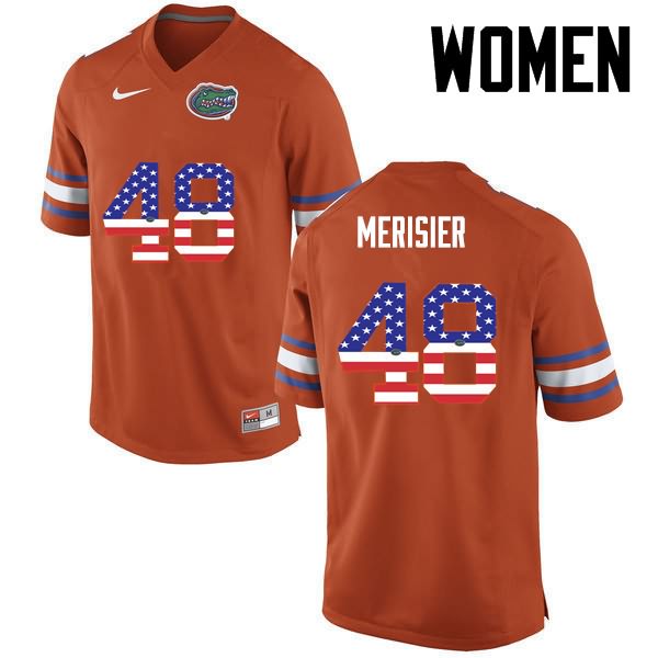 Women's NCAA Florida Gators Edwitch Merisier #48 Stitched Authentic USA Flag Fashion Nike Orange College Football Jersey VUF6865US